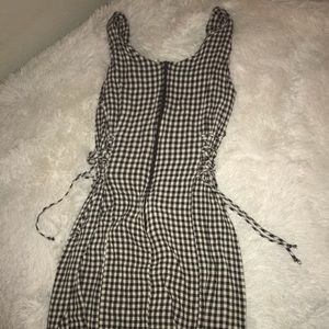 Brown and white checkered dress